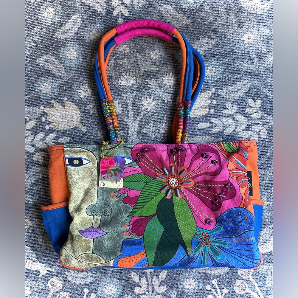 Laurel Burch Blossoming Spirit Colorful Floral Women's Tote Bag